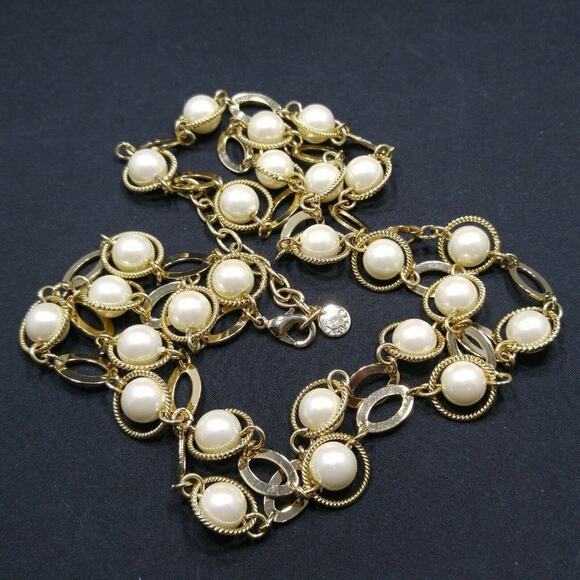 Talbots Faux Pearl Gold Tone Double Strand Necklace, 22 Inches - Picture 8 of 8